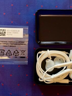 Samsung White Earphones with Black Case